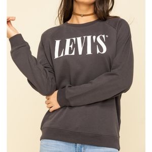 Levi's Women's Sweater sweatshirt logo crewneck long sleeve Medium gray color